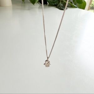 Silver Hamsa Hand Charm Necklace